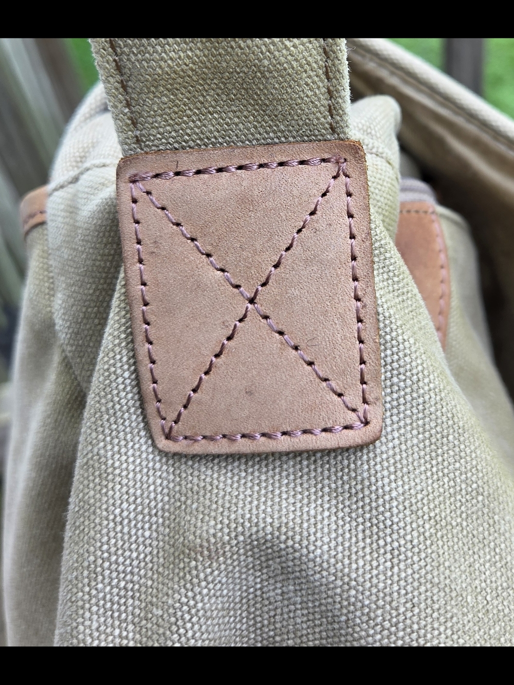 L.L. Bean Beige Canvas Messenger with Tan Leather Trim - Picture 14 of 16
